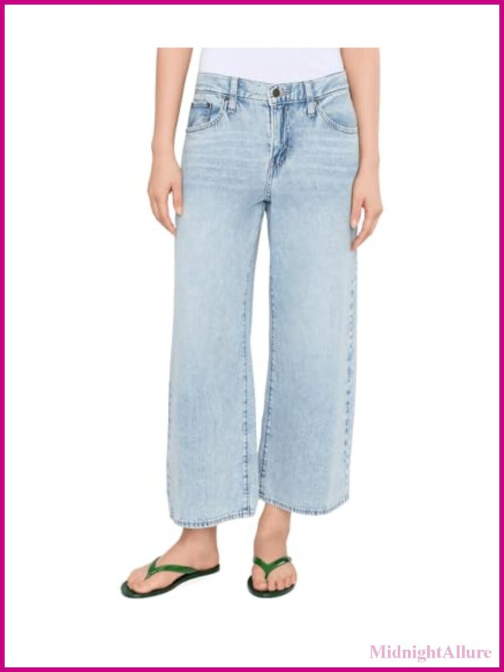 Mid Rise Wide Leg Ankle Jeans Relaxed Fit Vintage Style
